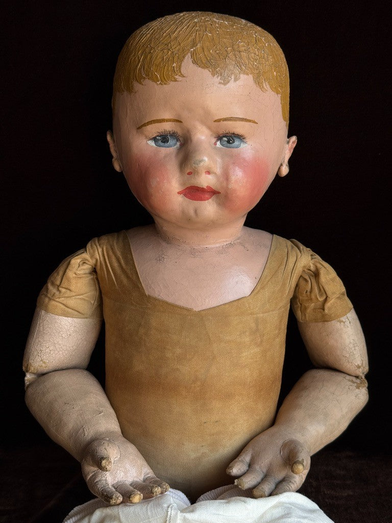 Large Antique American Martha Chase 24" Oil Painted Cloth Baby Doll