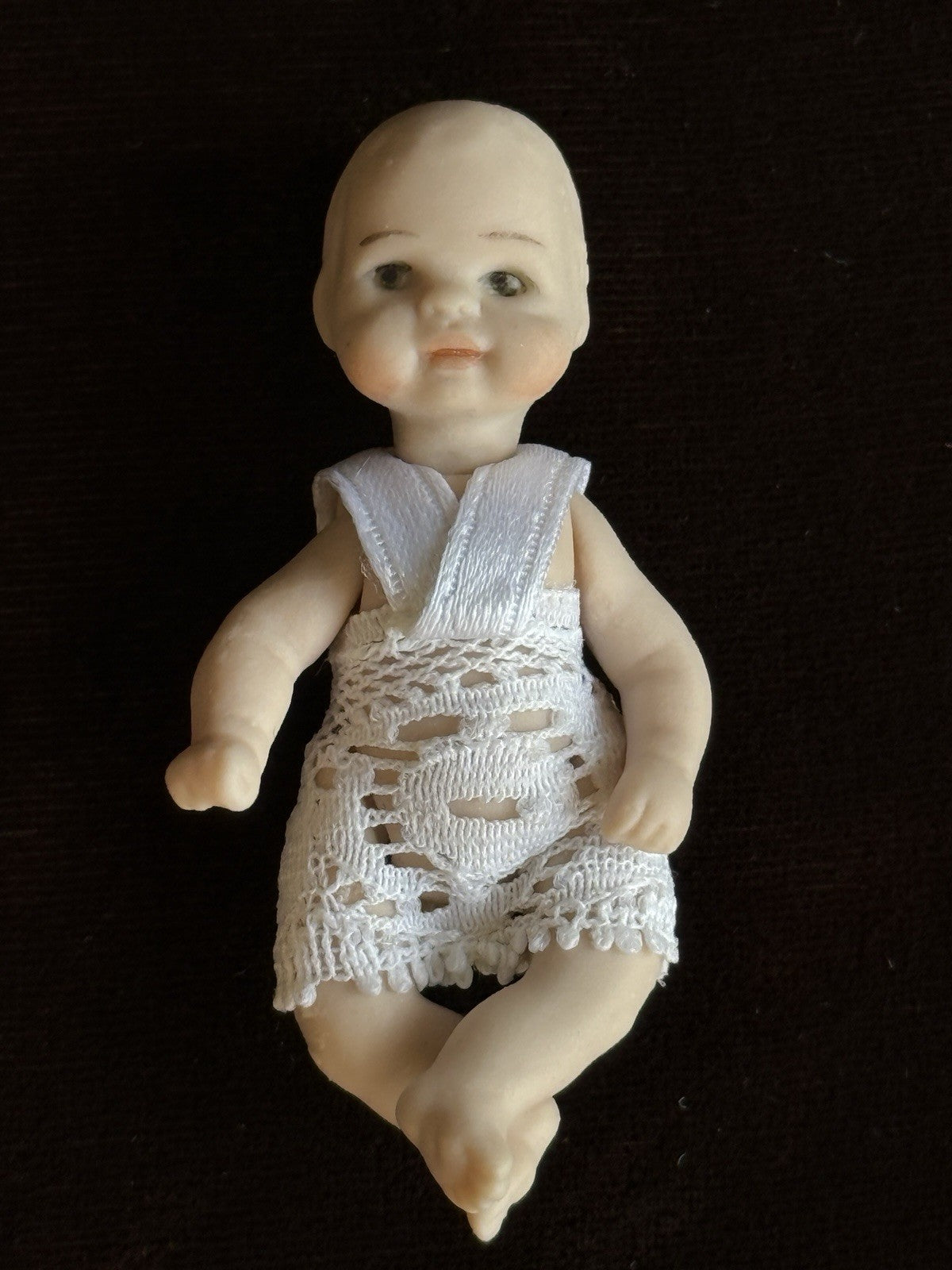 Lot of Miniature Dollhouse Buggy and Porcelain Baby Doll