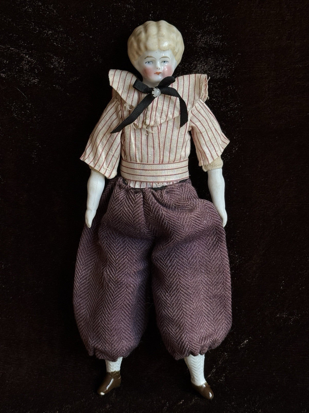 Antique German Cabinet Size 8” Lowbrow China Head Male Doll