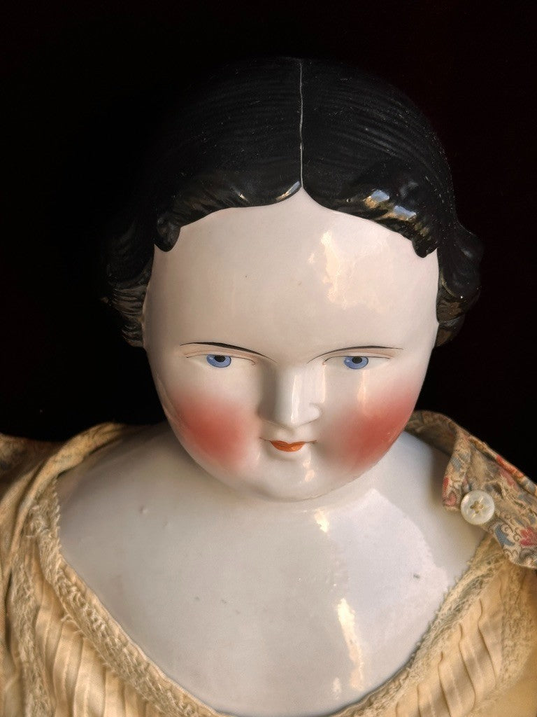 Large Antique German 26.5” Kestner Flat Top China Shoulder Head Doll