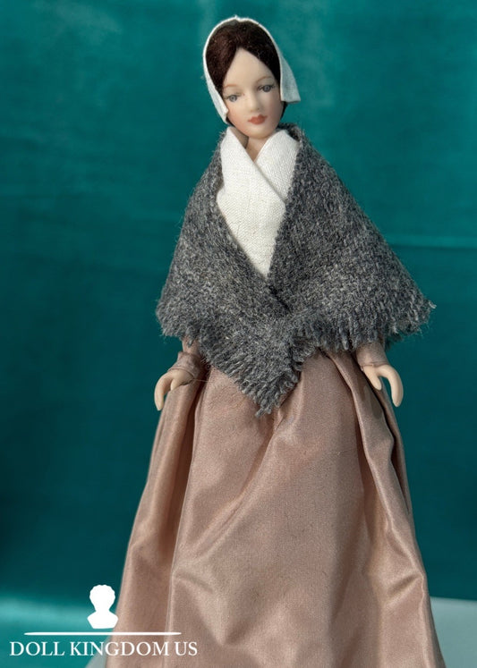 Porcelain/Cloth Reproduction Of Miniature Dollhouse 5 1/2” Peasant Doll