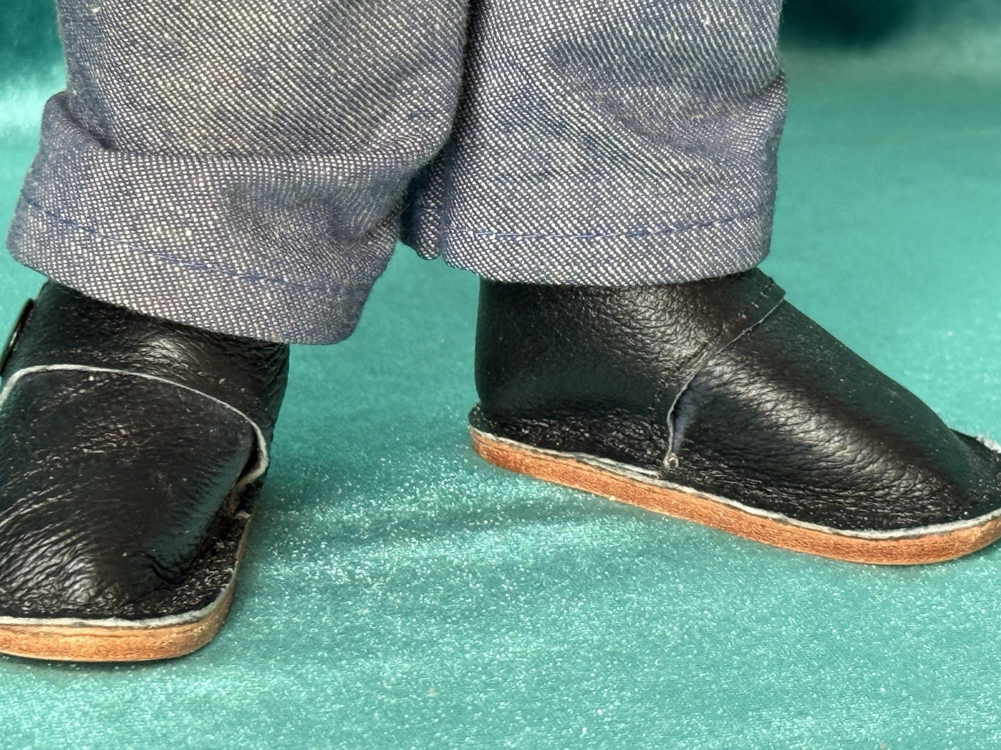 Collectible England Vinyl Brunette Boy Doll; Redressed/Denim Top