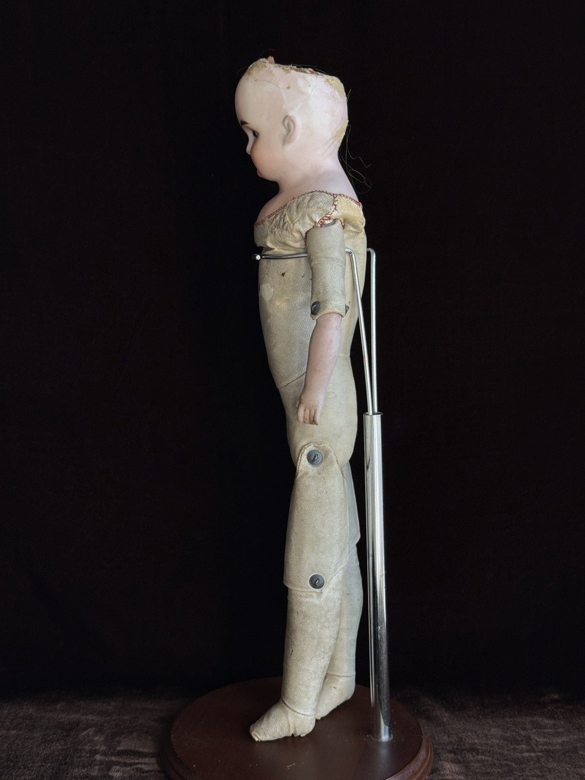 Antique German 17” ABG (?) Turned Head Bisque Shoulder Head Doll