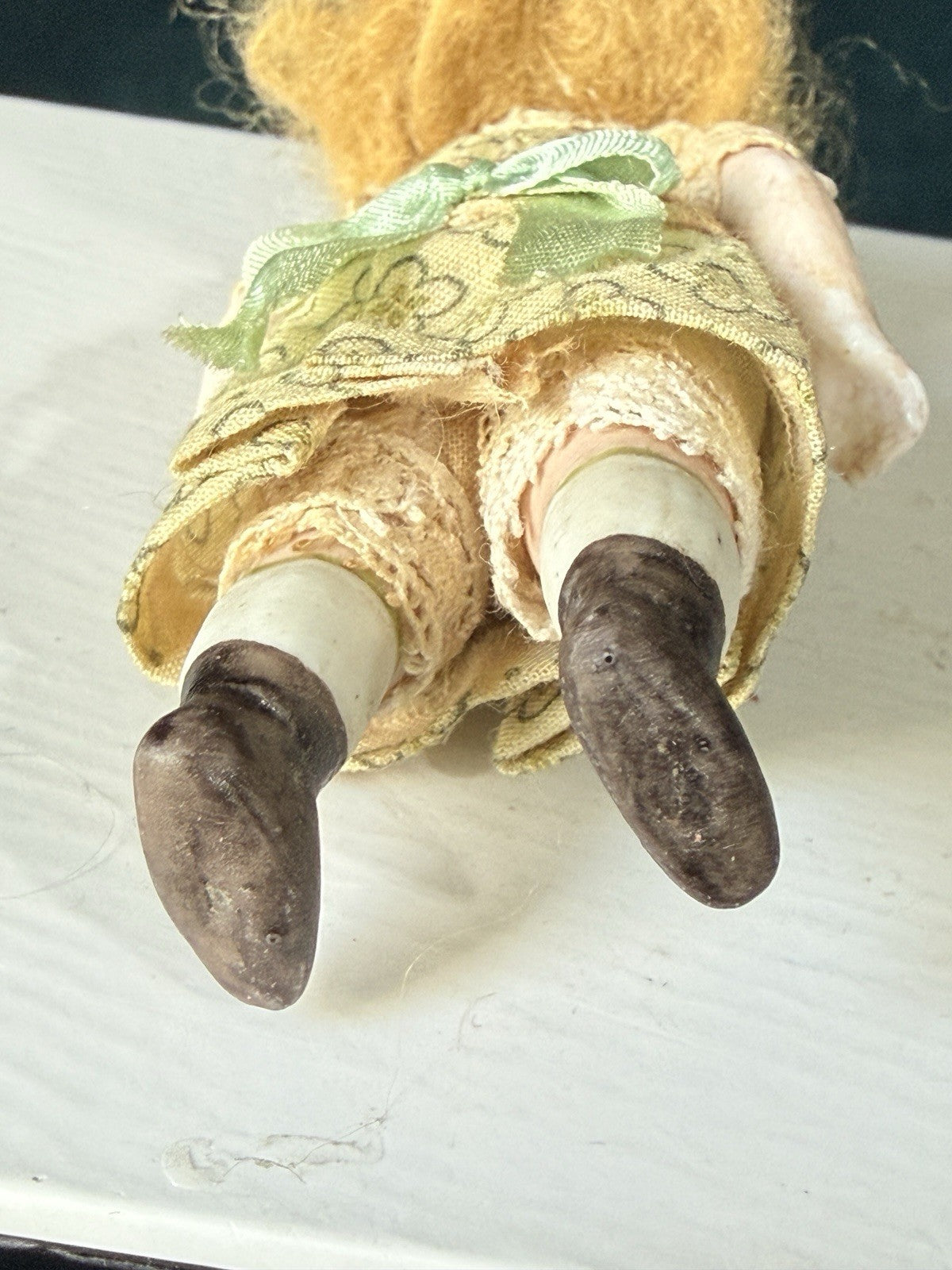 Antique German (?) 3.5” All Bisque Mignonette Dollhouse Doll