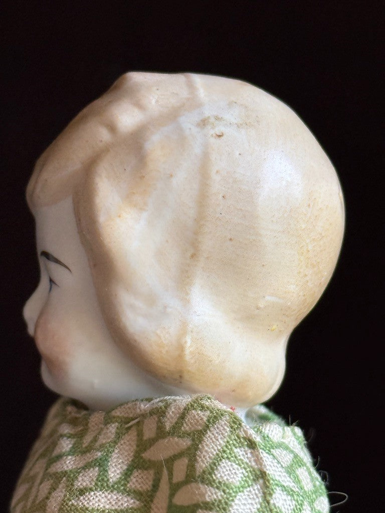 Antique German 7.5” Bisque Cloth Miniature Dollhouse Parian Girl Doll