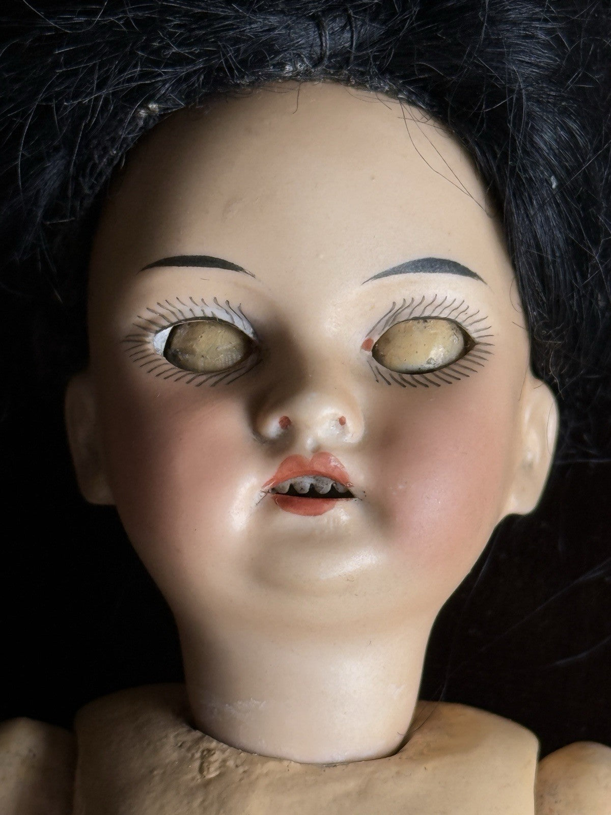 Antique German 8” Armand Marseille Asian Bisque Head Oriental Girl Doll