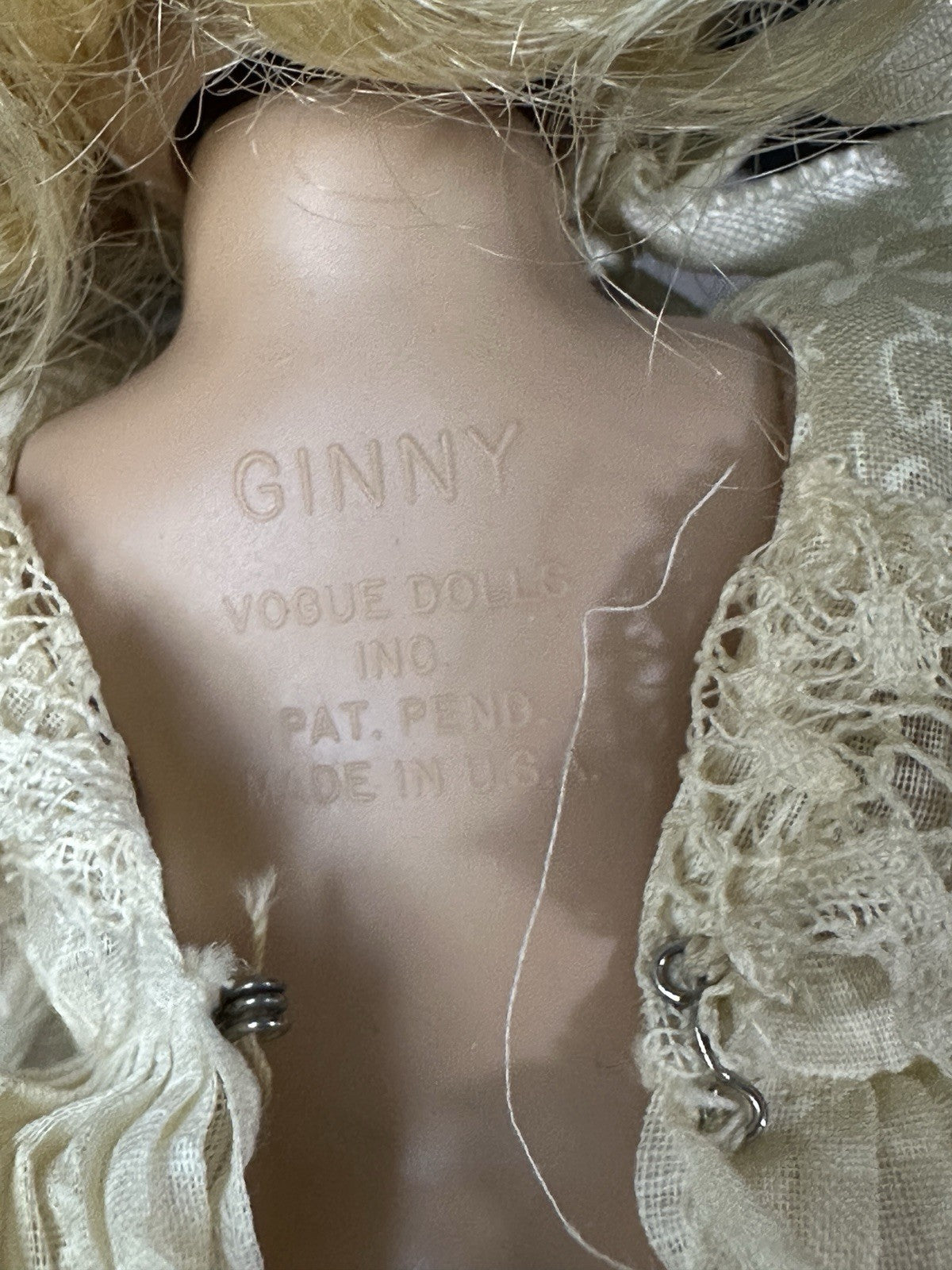 Vintage 1950’s Vogue Hard Plastic SLW Strung Ginny Doll Original Bride Outfit