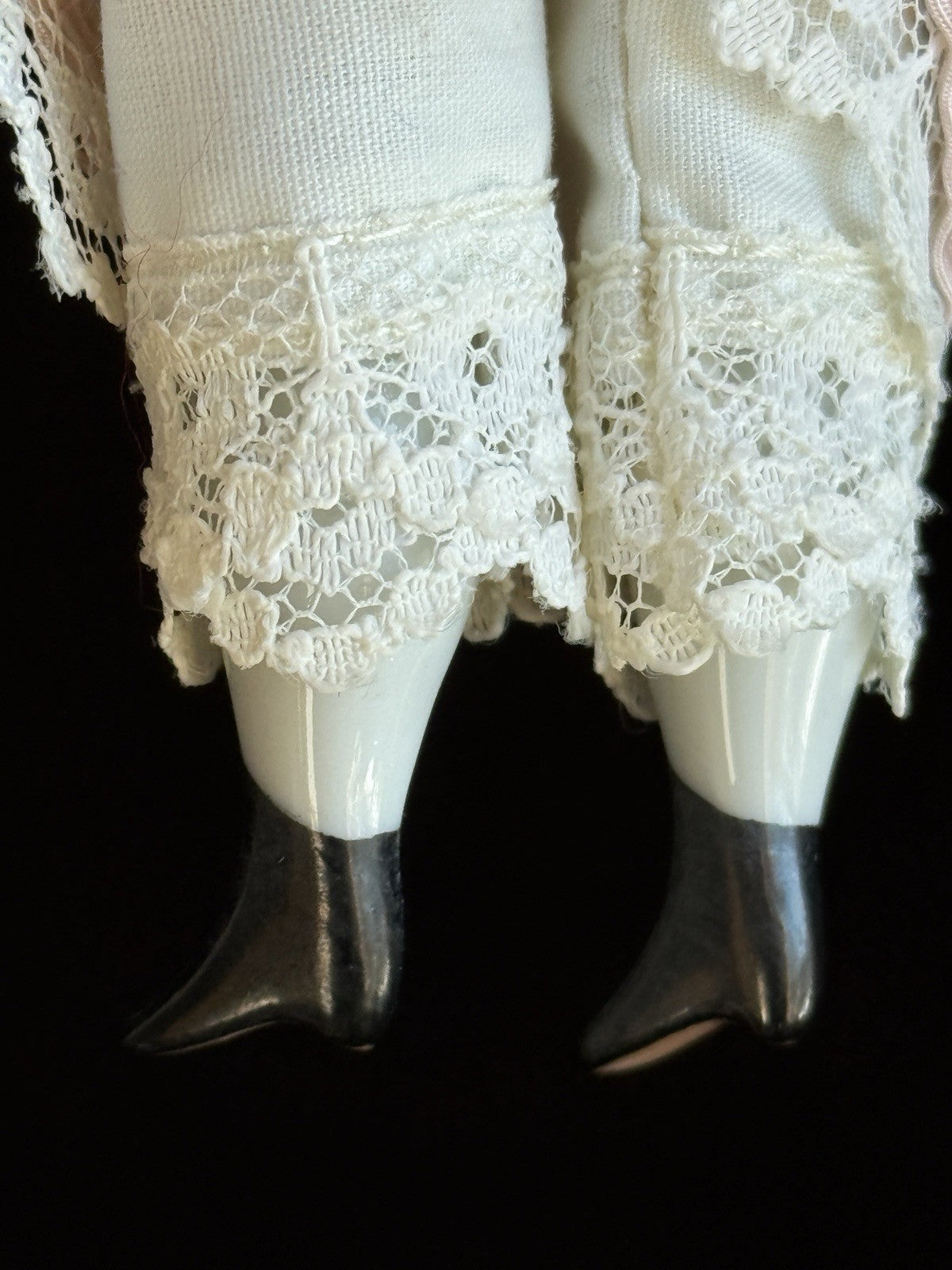 Antique German 7.5” Bisque Cloth Miniature Dollhouse China Doll