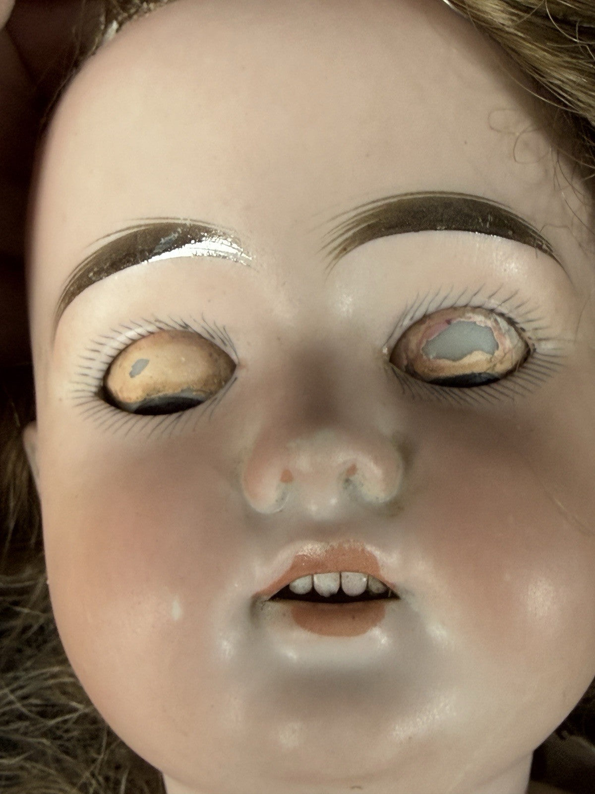 Antique German LHB Louis Herman Bonvoisin 20” Doll Bisque Head Leather Kid Body
