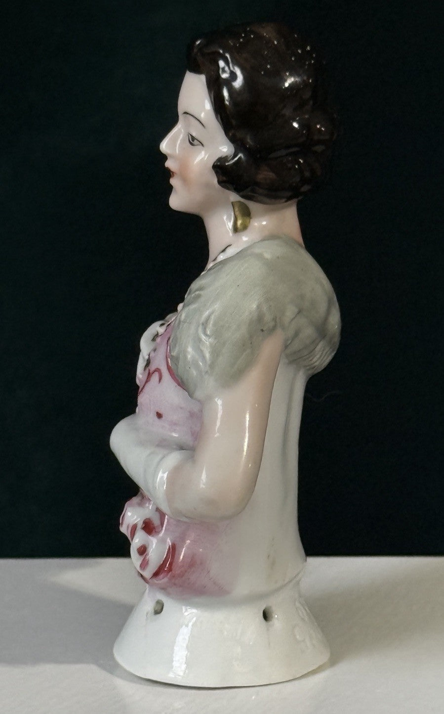 Lot Of 2 German Art Deco Flapper Pin Cushion 3 1/2”” Half Dolls Arms Attached