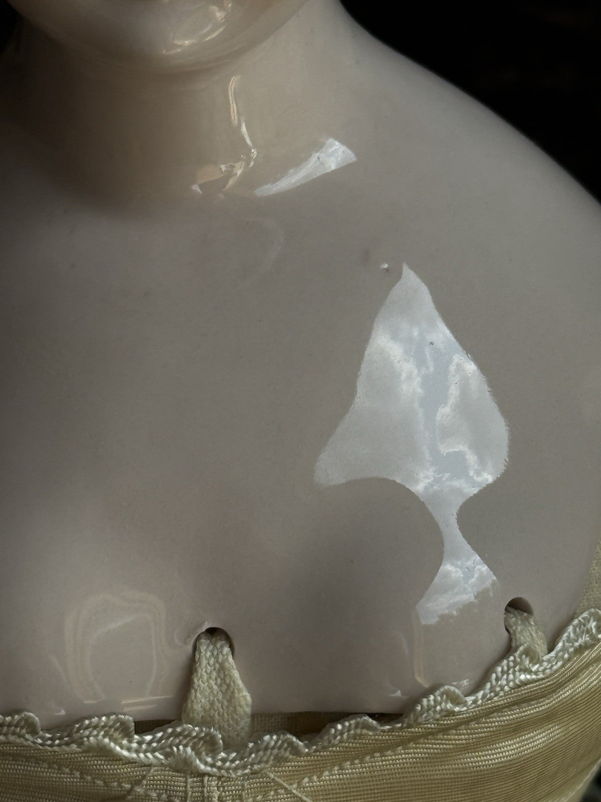 Vintage 16.5” Emma Clear Fanny Elssler China Head Doll with Molded Bun