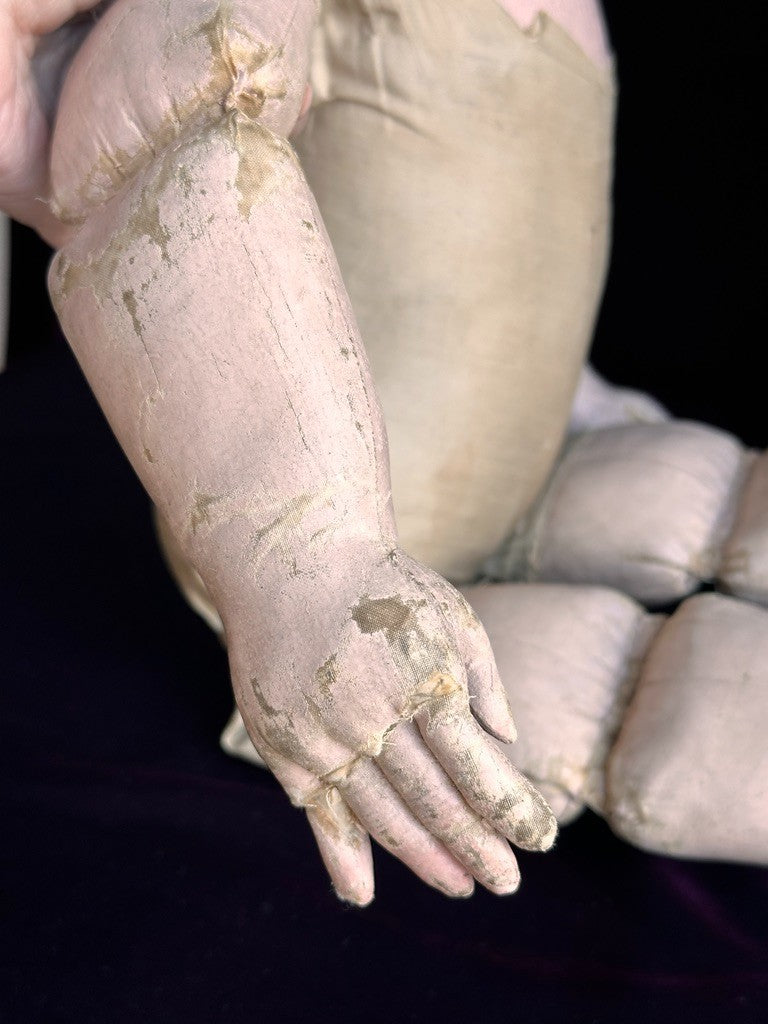 Large Antique American Martha Chase 25" Oil Painted Cloth Baby Doll