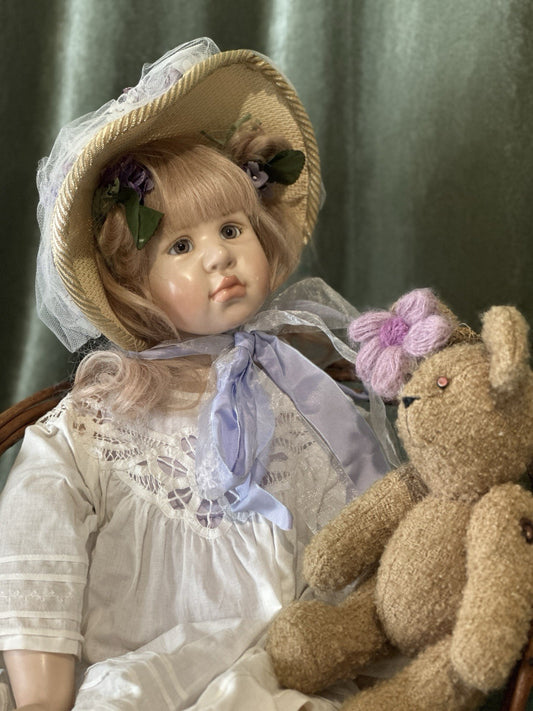 Collectible Artist Susan Krey Baby 29” Doll “Olivia” Wax Over Porcelain  LE 35