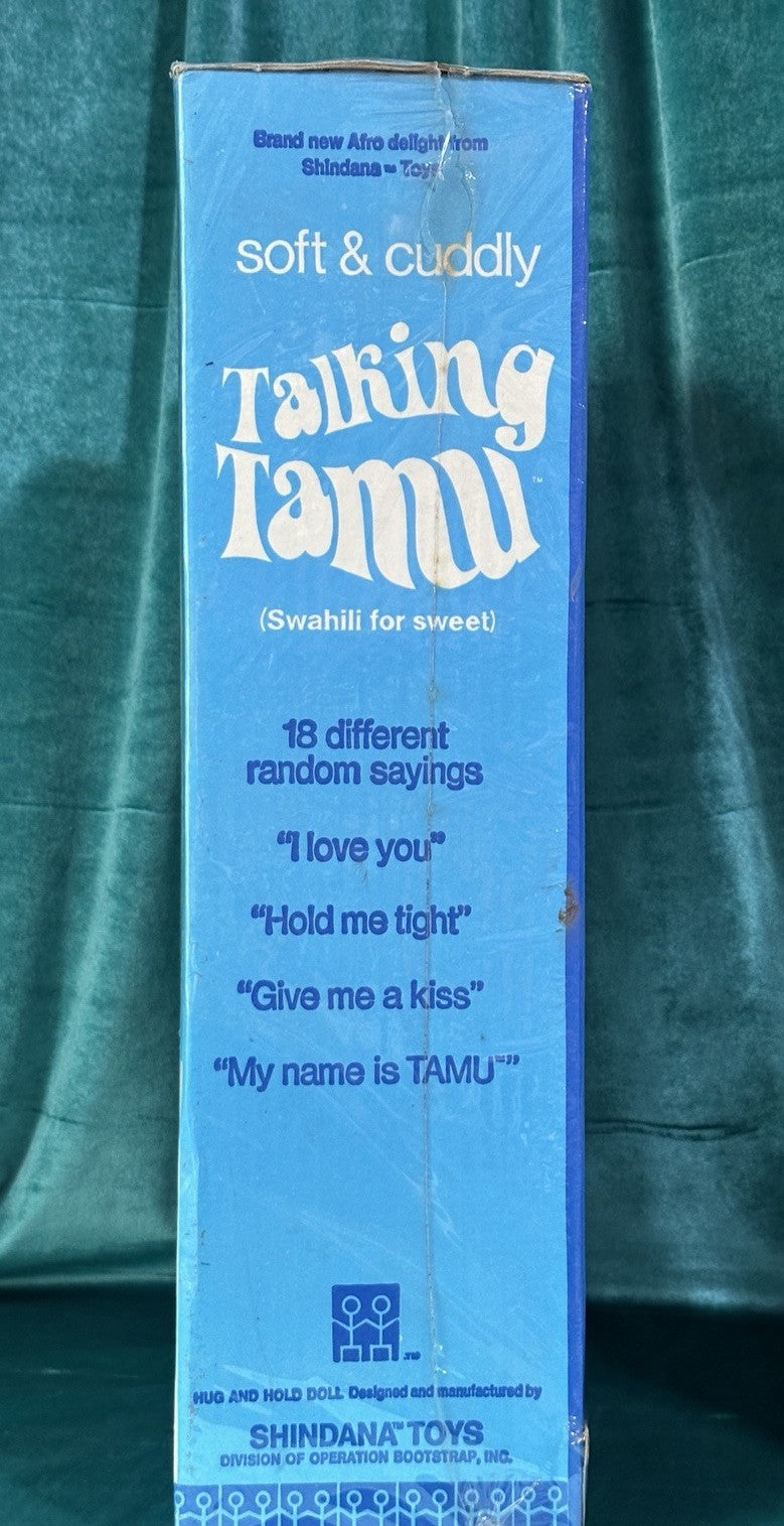 NRFB Vintage 1970 Shindana Pull String Talking Tamu African AmerIcan Doll