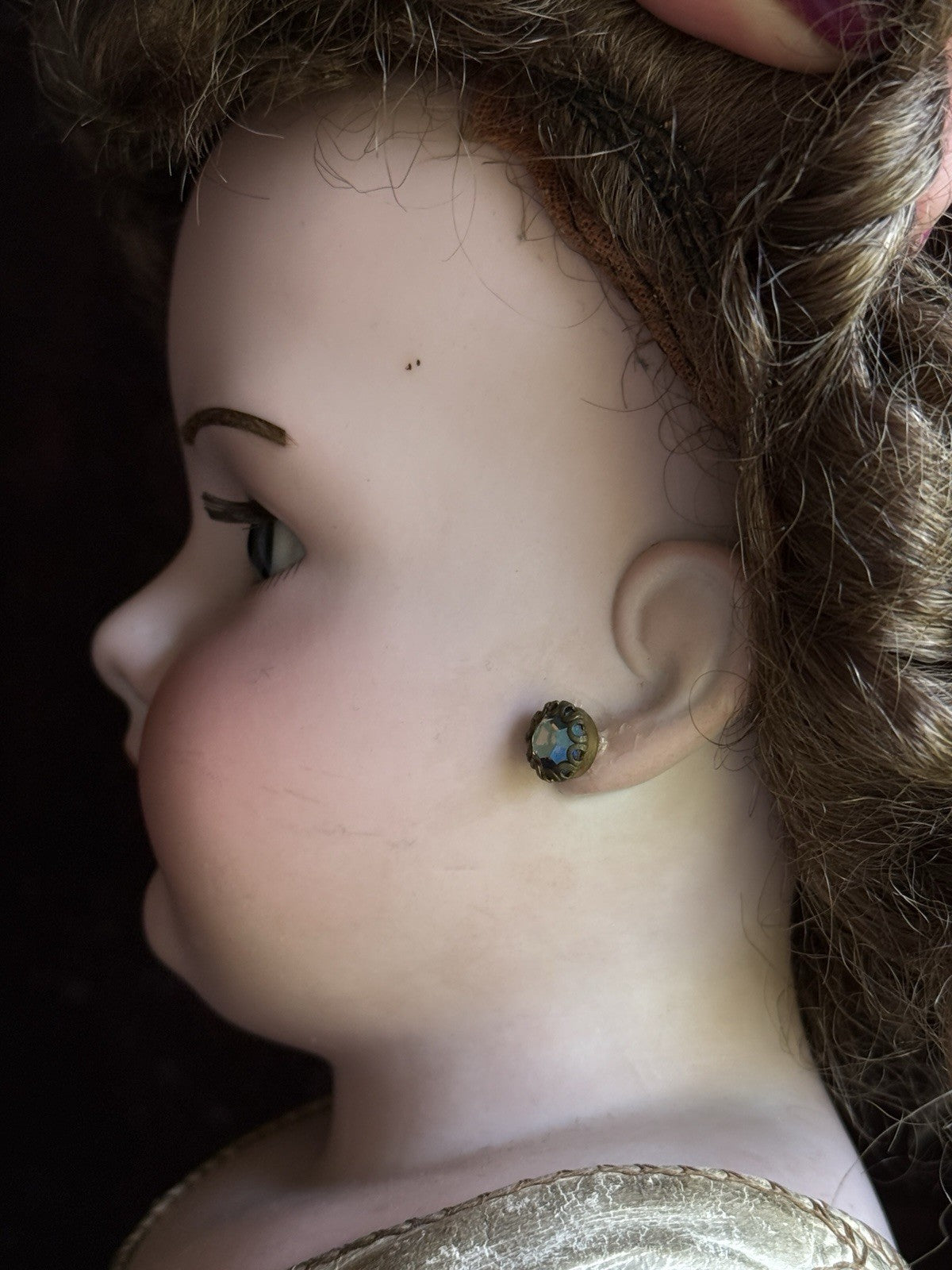 Antique German 23” Armand Marseille 370 Bisque Shoulder Head Leather Body Doll