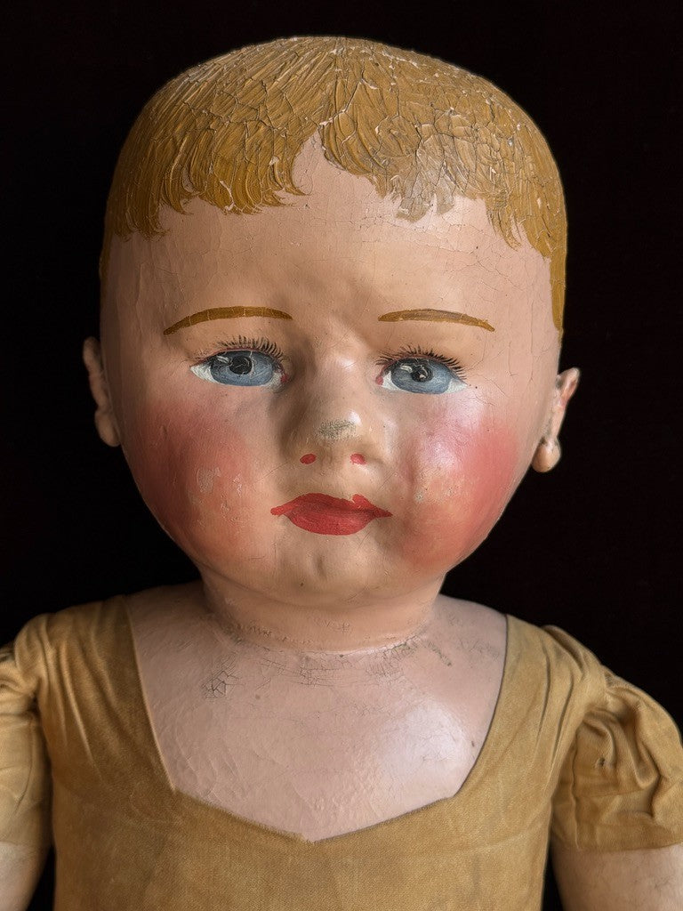 Large Antique American Martha Chase 24" Oil Painted Cloth Baby Doll