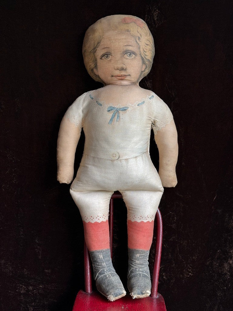 Antique Large 24” Art Fabric Mills Merrie Marie Lithograph Cloth Rag Doll
