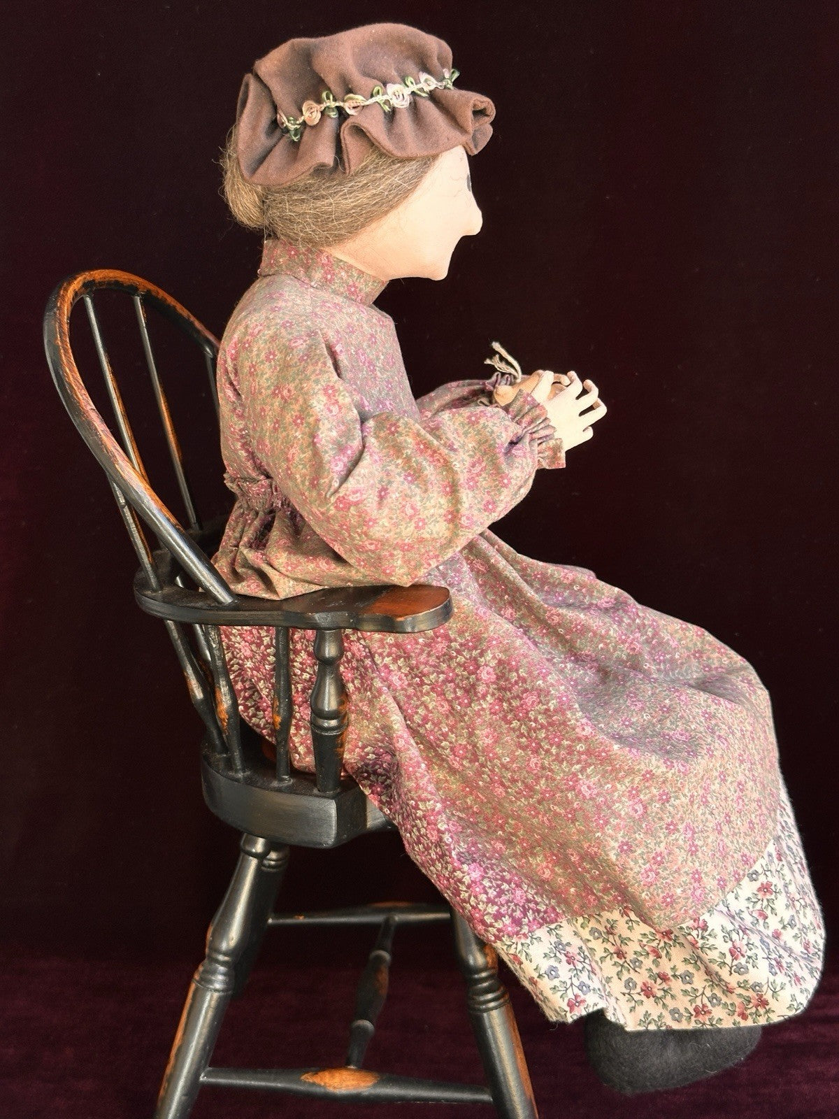 Vintage NIADA Artist Ellen Turner Cloth Painted Handmade Doll with Tag