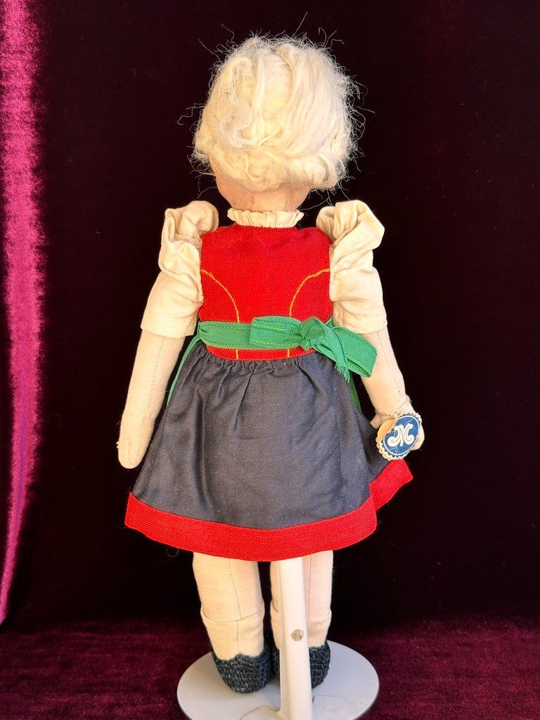 Unidentified Antique European 14” Kathe Kruse Style Oil Painted Cloth Doll