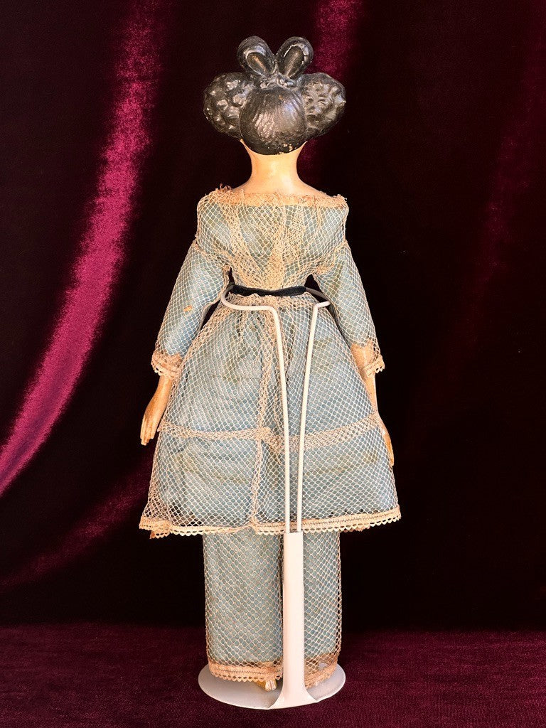 Antique German 12.75” Papier Mache Milliner’s Model Apollo Knot Coiffure Doll