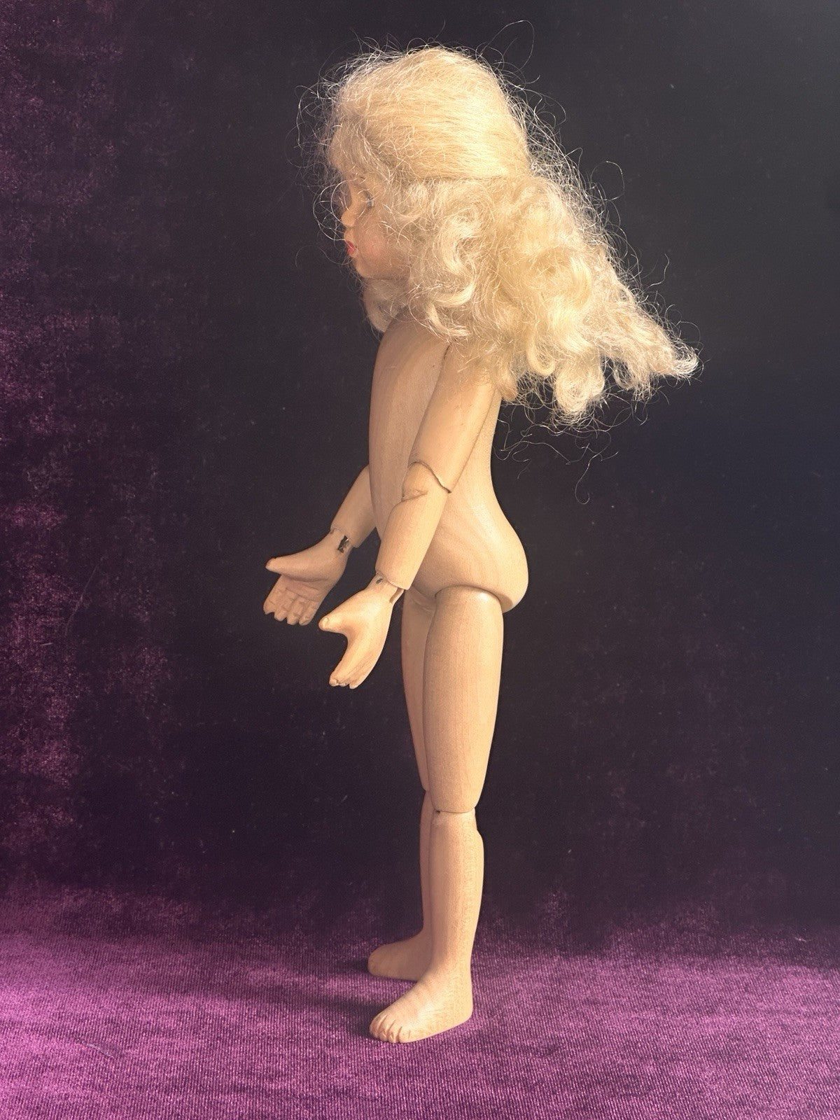 Robert Raikes Miniature 8.5” Wood Hand Carved Jointed Doll