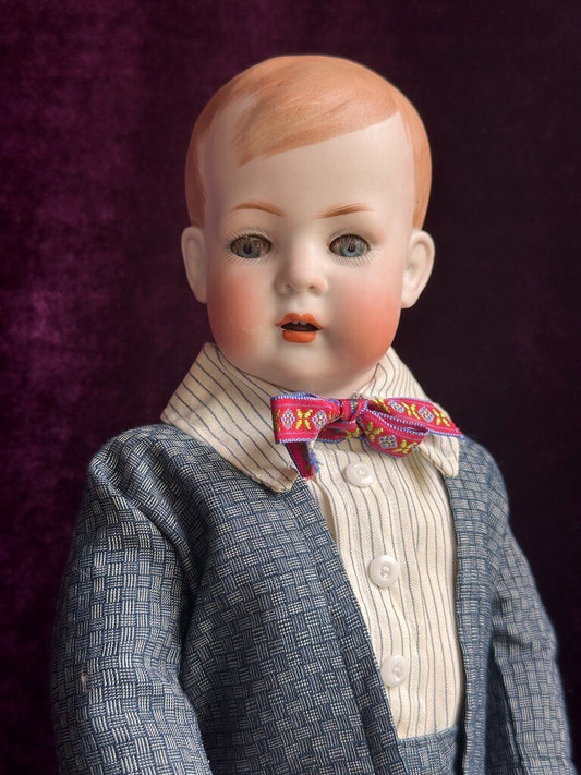 Antique 17" Bruno Schmidt 2048 Tommy Tucker Bisque Head Character Boy Doll