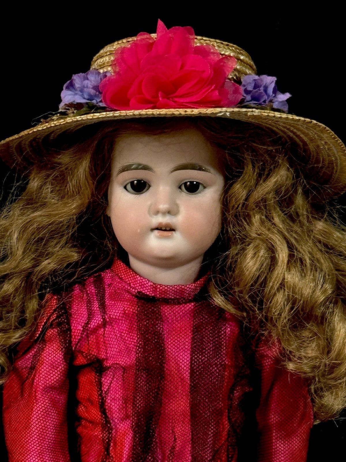 Antique German LHB Louis Herman Bonvoisin 20” Doll Bisque Head Leather Kid Body