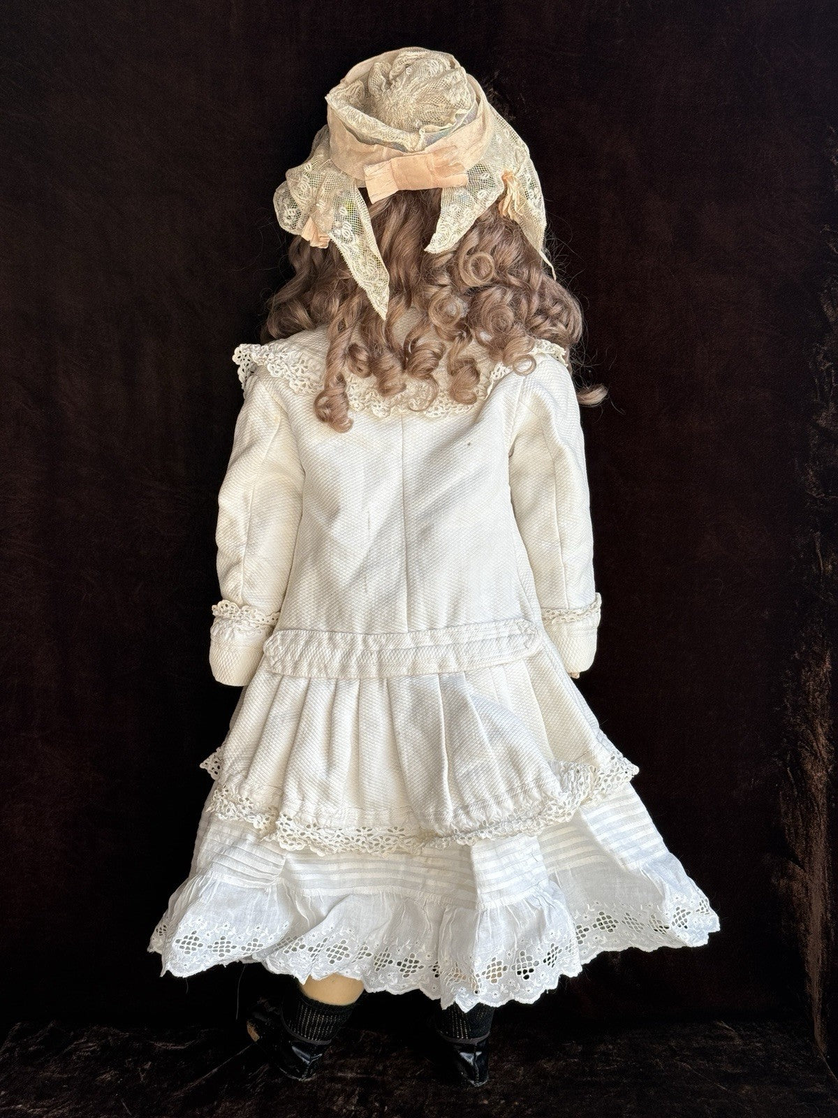Large Antique German 30” Walkure Doll Bisque Head Composition Body