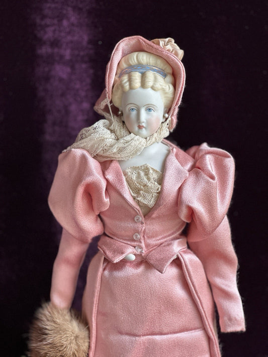 Vintage Artist 16” Reproduction of Antique German Parian Doll Pierced Ears