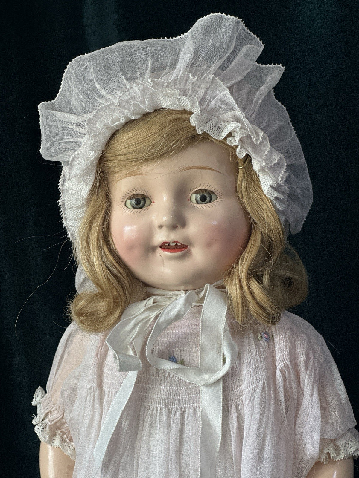 Vintage American E.I.H Horsman Composition 19” Mama Doll All Original Outfit
