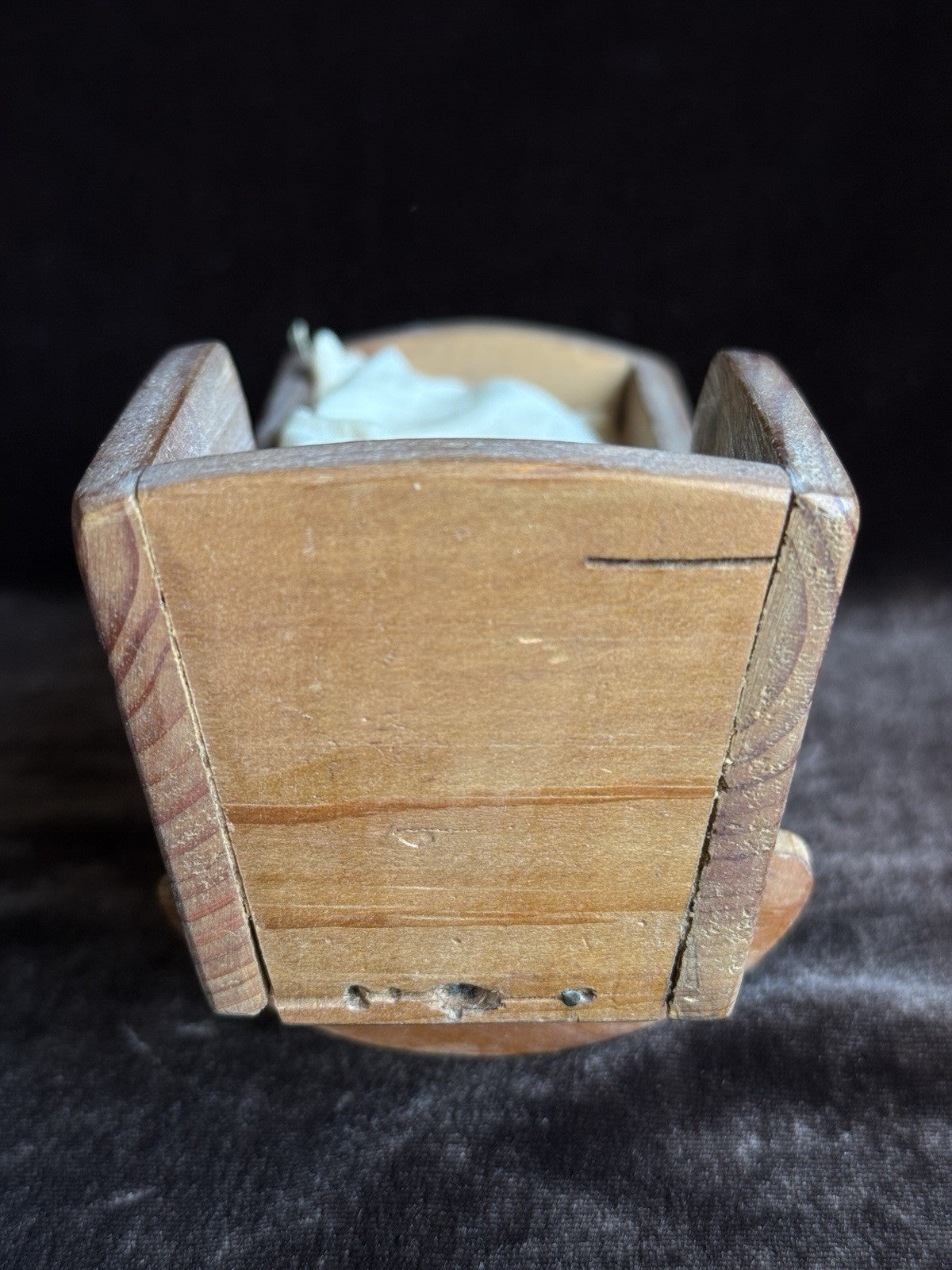Antique German 3.75” Kestner All Bisque Baby Doll with Cradle and Bottle