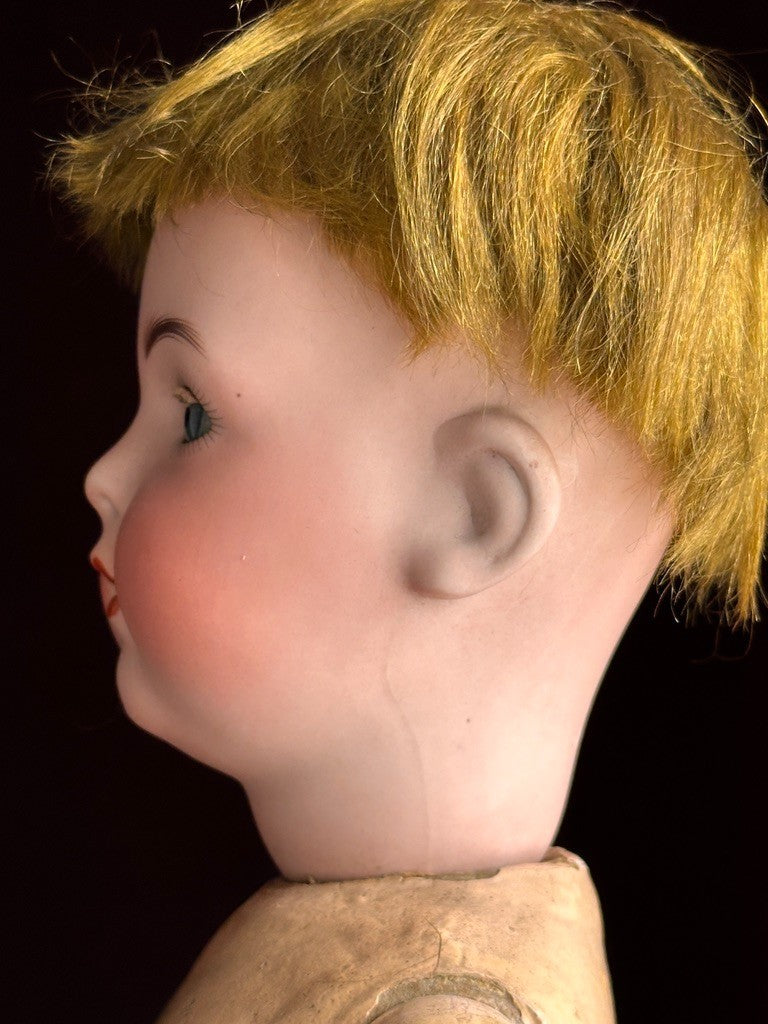 Antique German 25" Franz Schmidt 1295 Bisque Head Boy Doll
