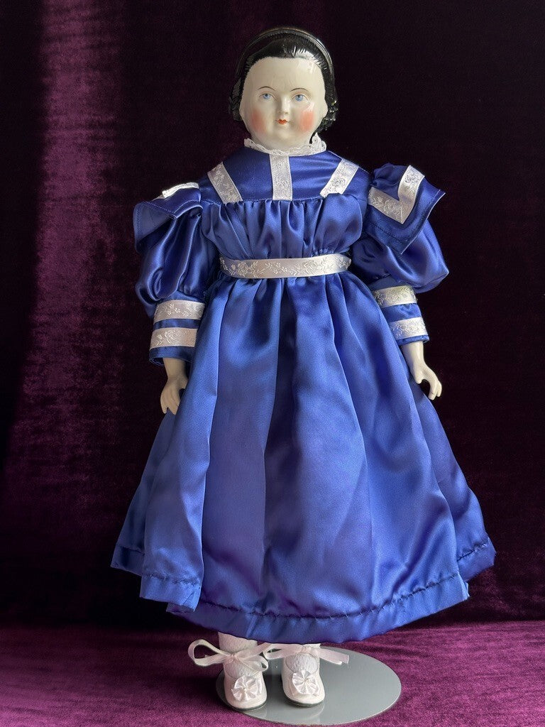 Rare Antique German 20.5” Alice Hairdo Headband and Snood China Head Doll