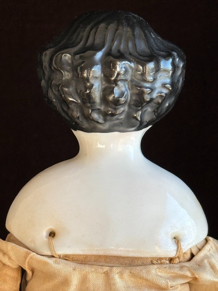 Antique German 12” Flat Top Highbrow China Shoulder Head Doll