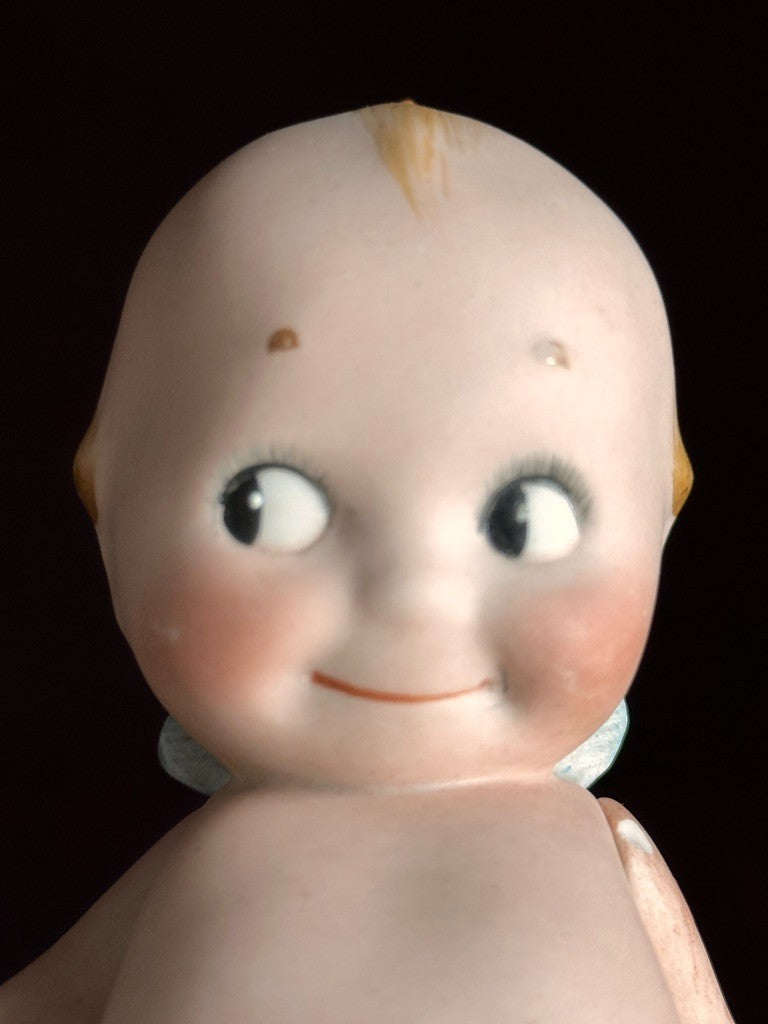 Antique German 6" Rose O’Neill All-Bisque Kewpie Doll Blue Wings