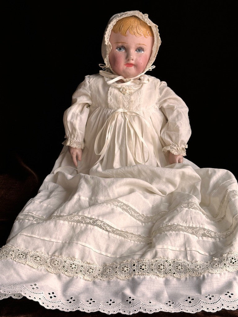 Antique American Martha Chase 20" Oil Painted Cloth Hospital Baby Doll Stumped