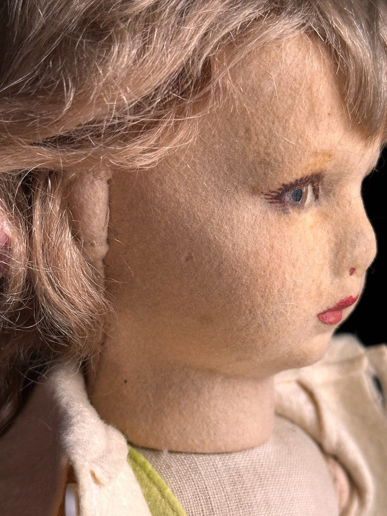 Vintage Italian 17” Lenci Mariuccia Face Felt Cloth Character Girl Doll