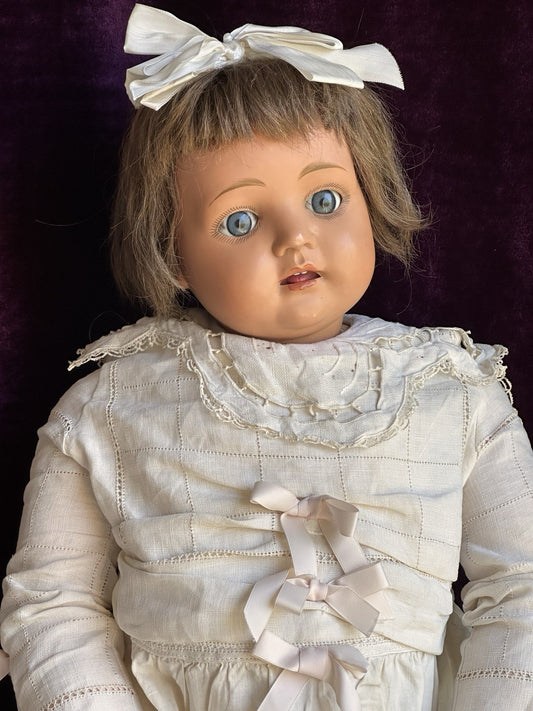 Vintage German Lifesize 31” Schutz-Marke 60 Celluloid Head Composition Body Doll