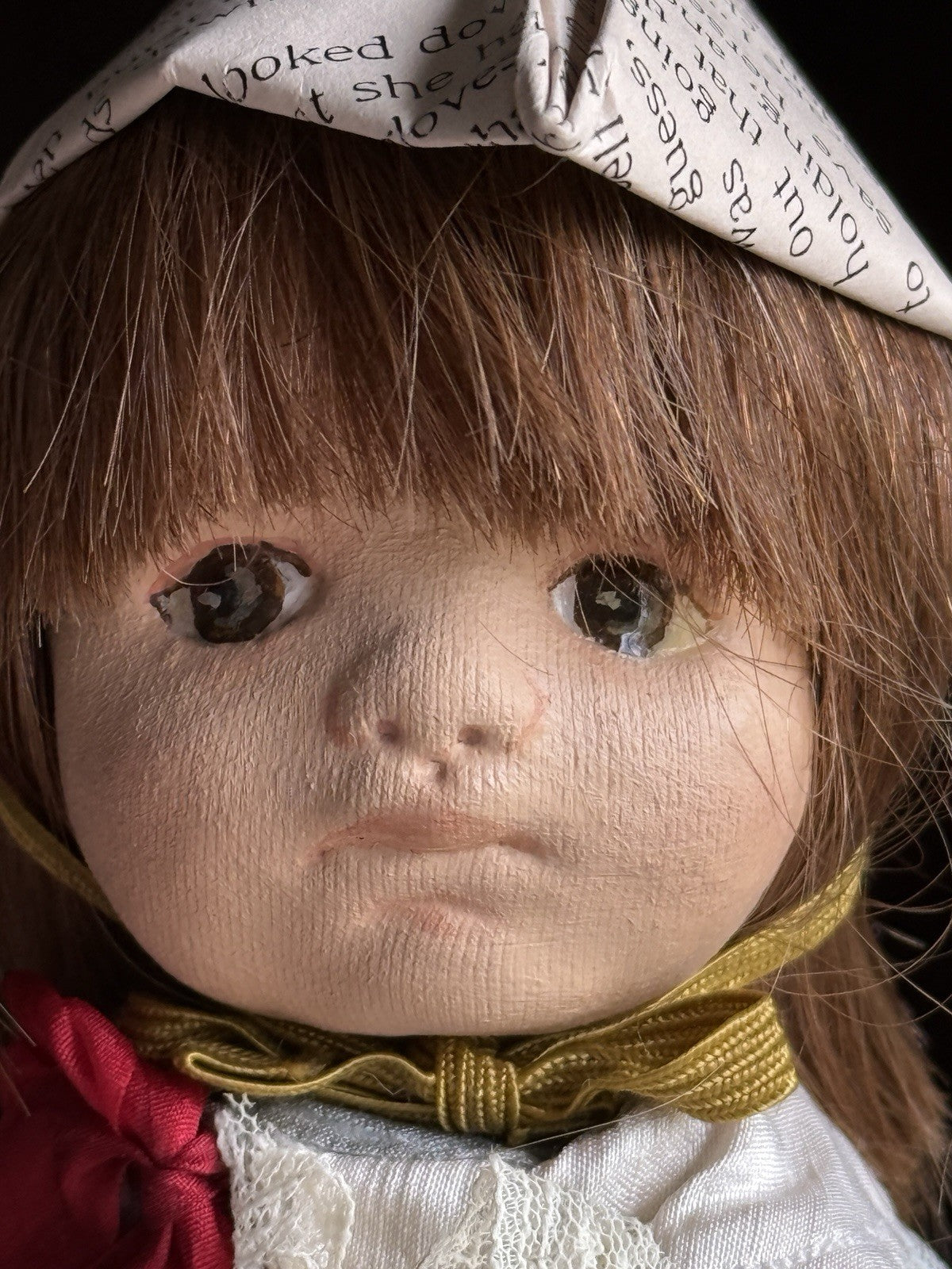 Vintage Handmade 11” Oil Painted Stockinette Cloth Doll by Artist Nancy Latham