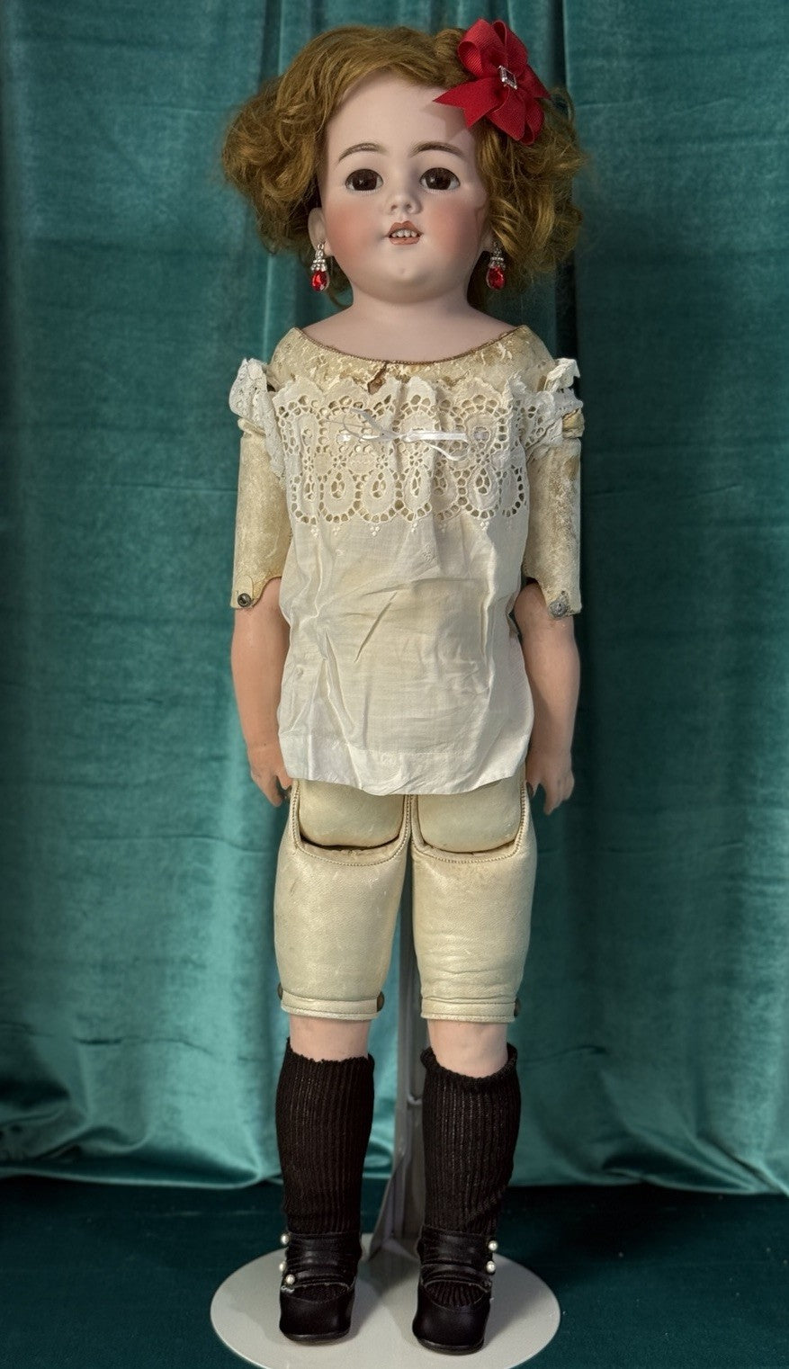 Antique German Simon Halbig  1250 Dainty Dorothy Kid Leather  Body 27” Doll