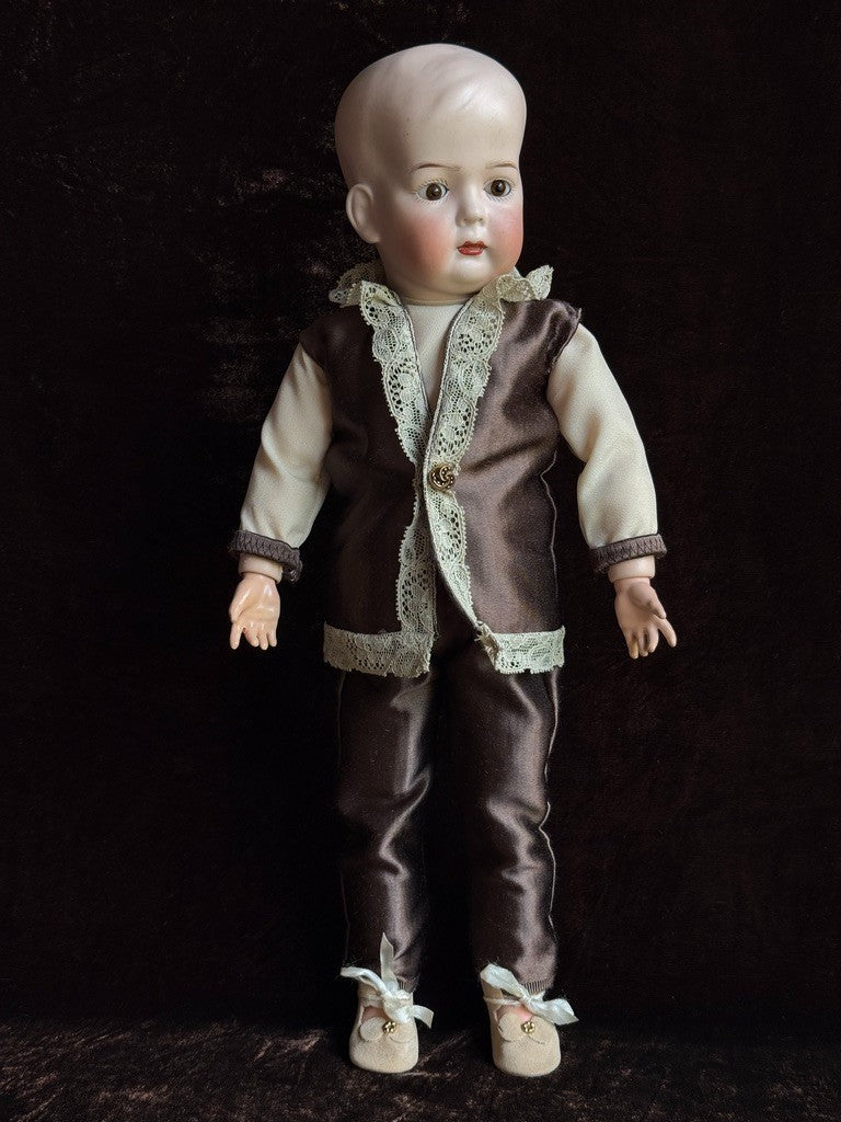 Antique German 15.5" Hertel Schwab Tommy Tucker Bisque Head Character Boy Doll