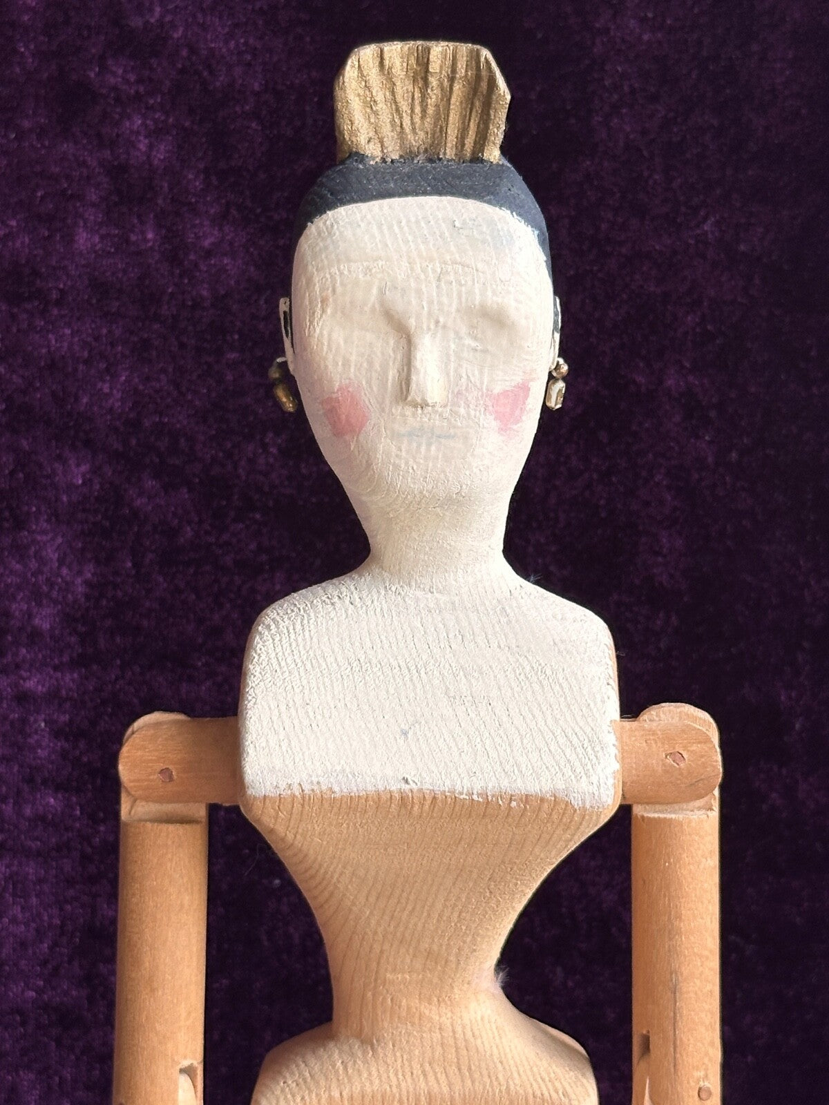 Vintage 13" Reproduction of Antique Grodnertal Wooden Jointed Tuck Comb Doll