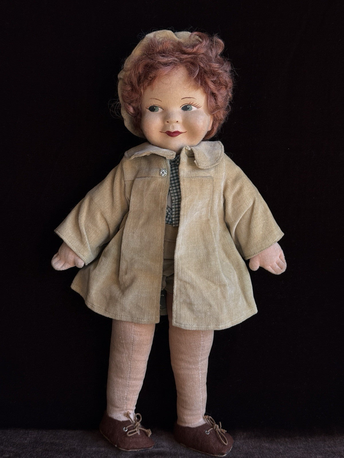 Vintage British 14” Chad Valley Prince Edward (?) Cloth Felt Character Doll