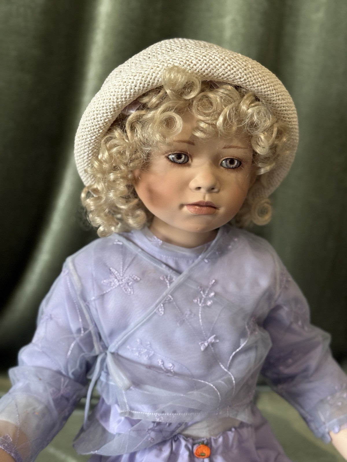 Collectible Porcelain 33” Doll “Susannah” by Christine Orange Tag