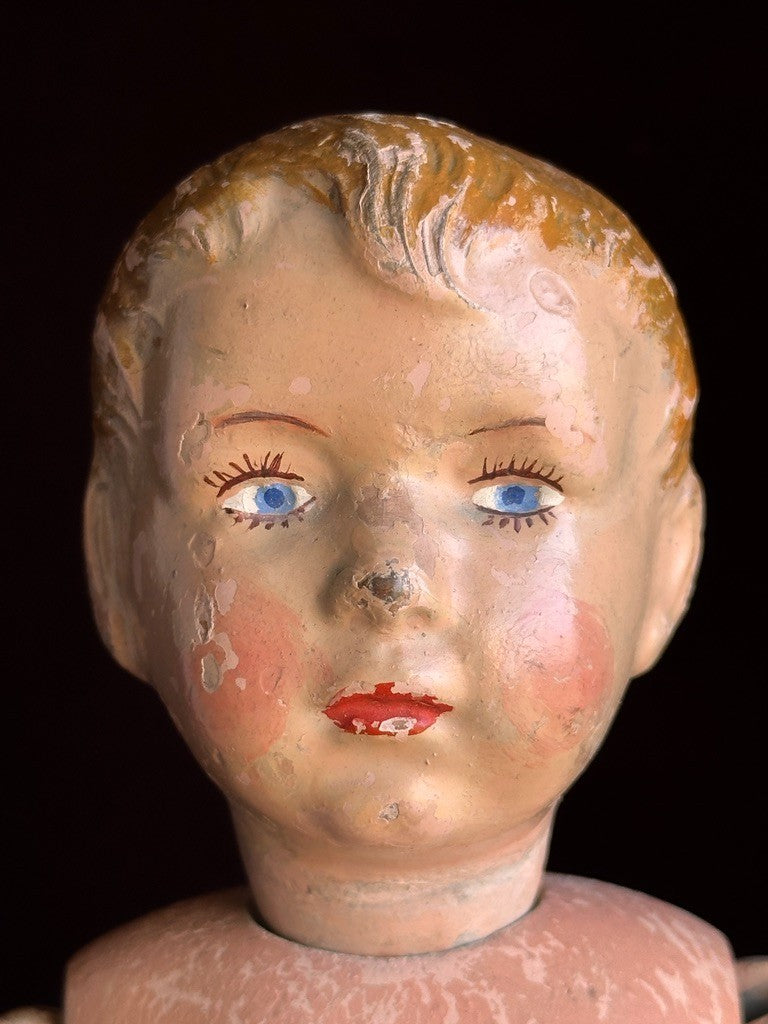 Antique American 16” Schoenhut 204 Series Wooden Boy Doll Carved Hair