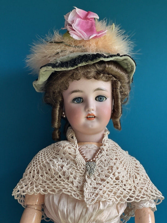 Antique German 26” Bergmann Simon Halbig Bisque Head Lady Doll