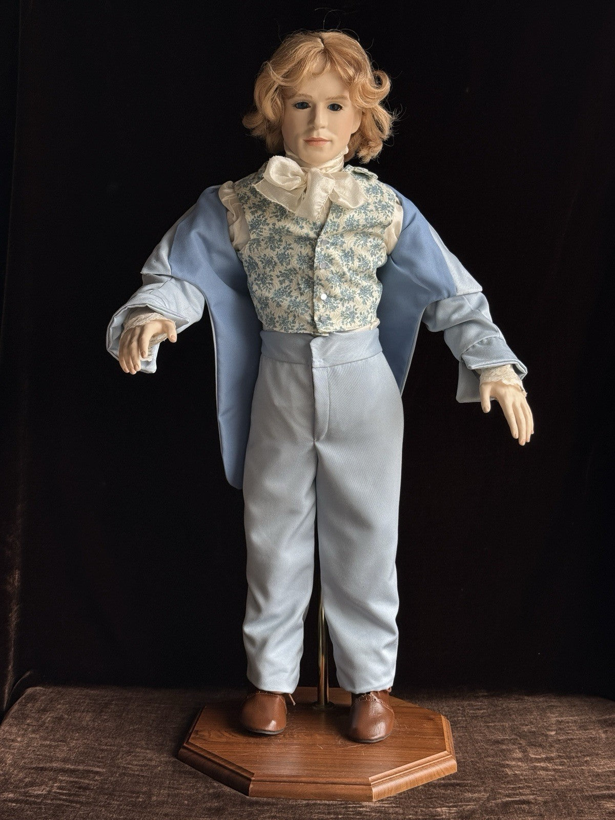 OOAK Large Artist Made Porcelain Victorian Gentleman Doll with Stand