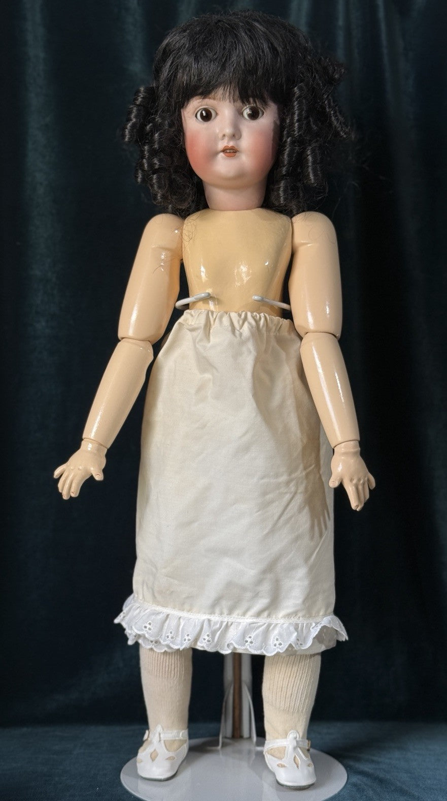 Antique German Queen Louise Doll Bisque Head Composition Body 24” Doll - Damaged