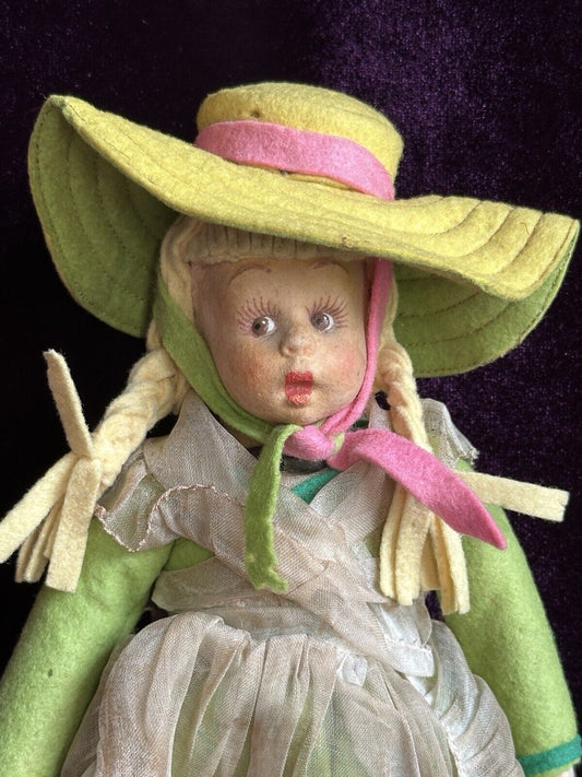Vintage Italian 9” Lenci Mascotte Felt Cloth Doll with Tags