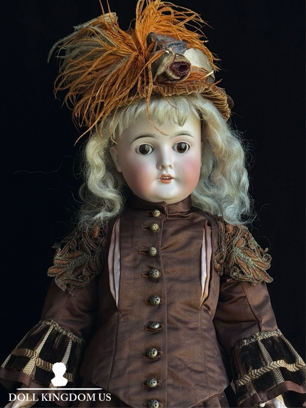 Antique German 25” Queen Louise Bisque Head Composition Body Doll